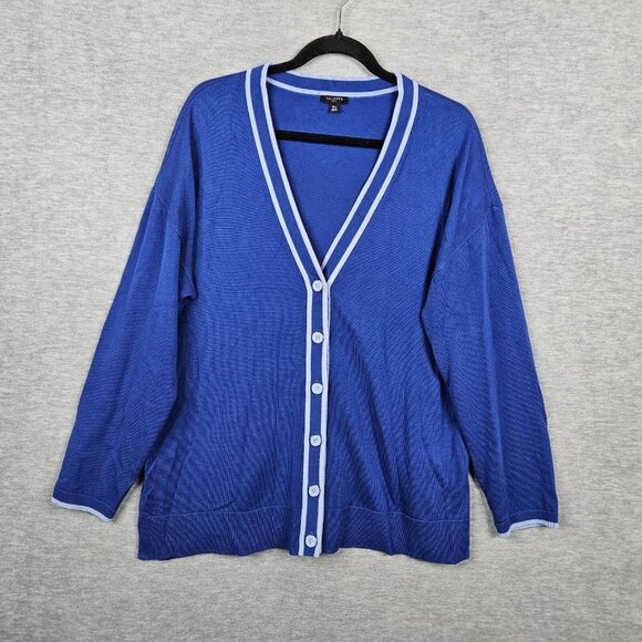 Talbots Sweaters - TALBOTS Women's Girlfriend Enamel Blue Button Up V-neck Cardigan Size XLP